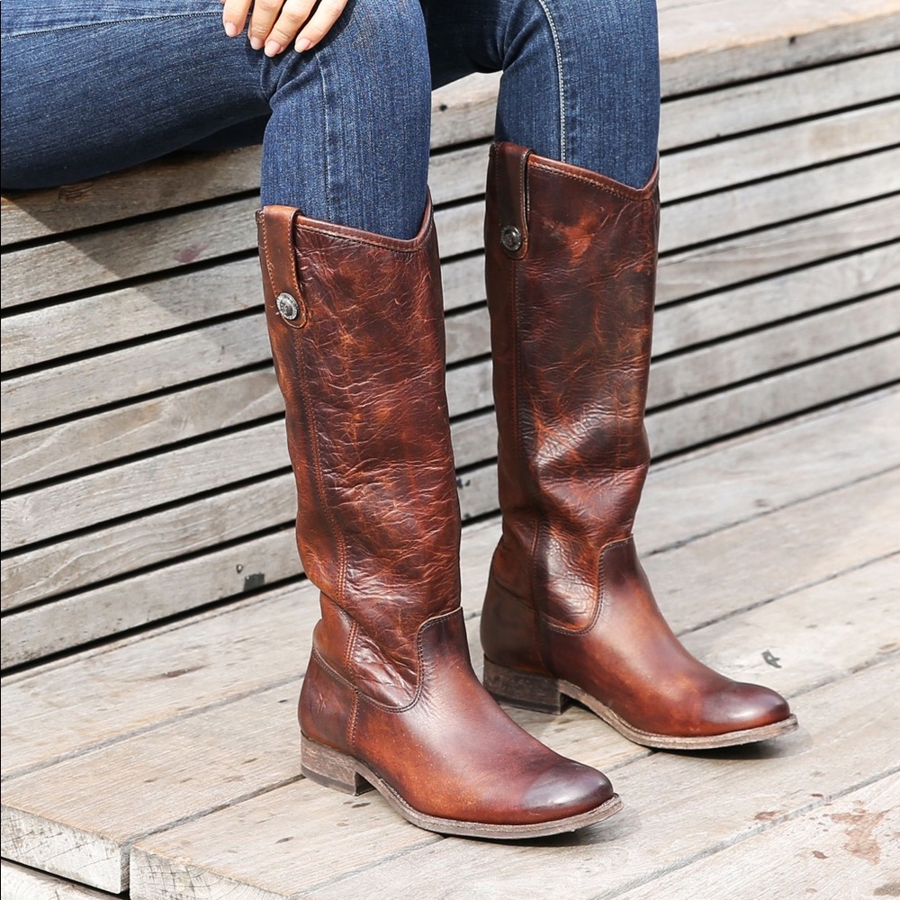 *FRYE* Melissa Button boots in brown/size 7